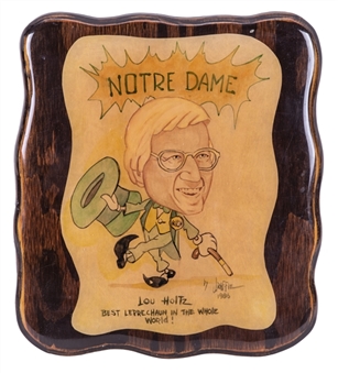 1986 Lou Holtz Notre Dame "Best Leprechaun in the Whole World" Plaque (Holtz LOA)